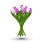 Preview: 11 hand-painted wooden tulips, 34 cm high, purple/white mix, wooden flowers decoration, Made in Holland